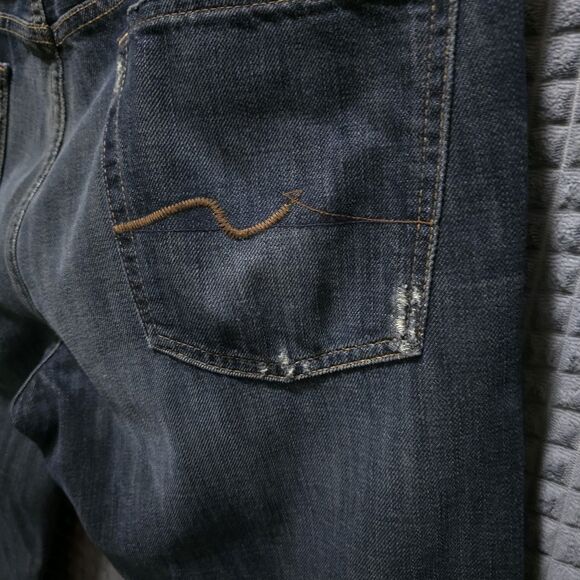 7 Austyn Dark Wash Jeans 38x36 Mens Y2K USA Straight Leg Distressed Grunge Rock - Picture 12 of 16